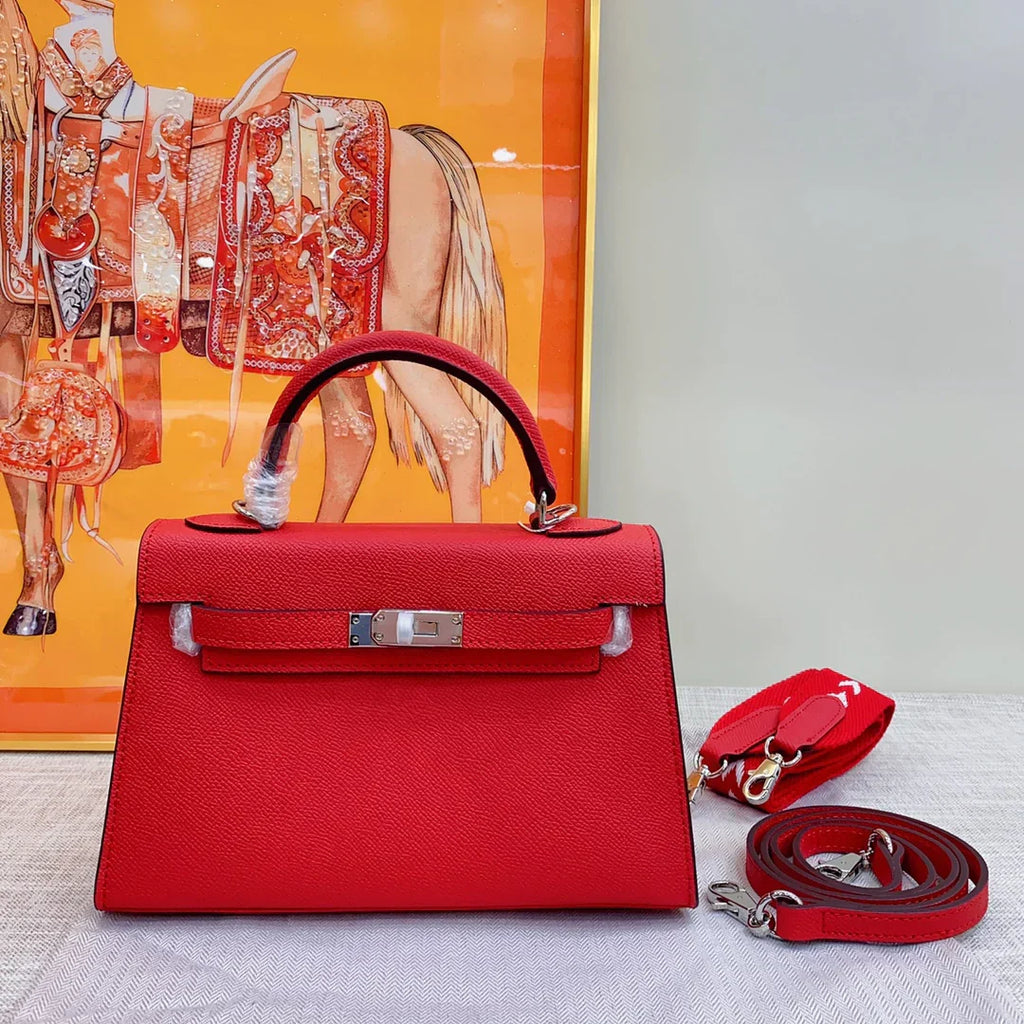 Kelly Sellier Rouge Tomate Epsom Palladium Hardware