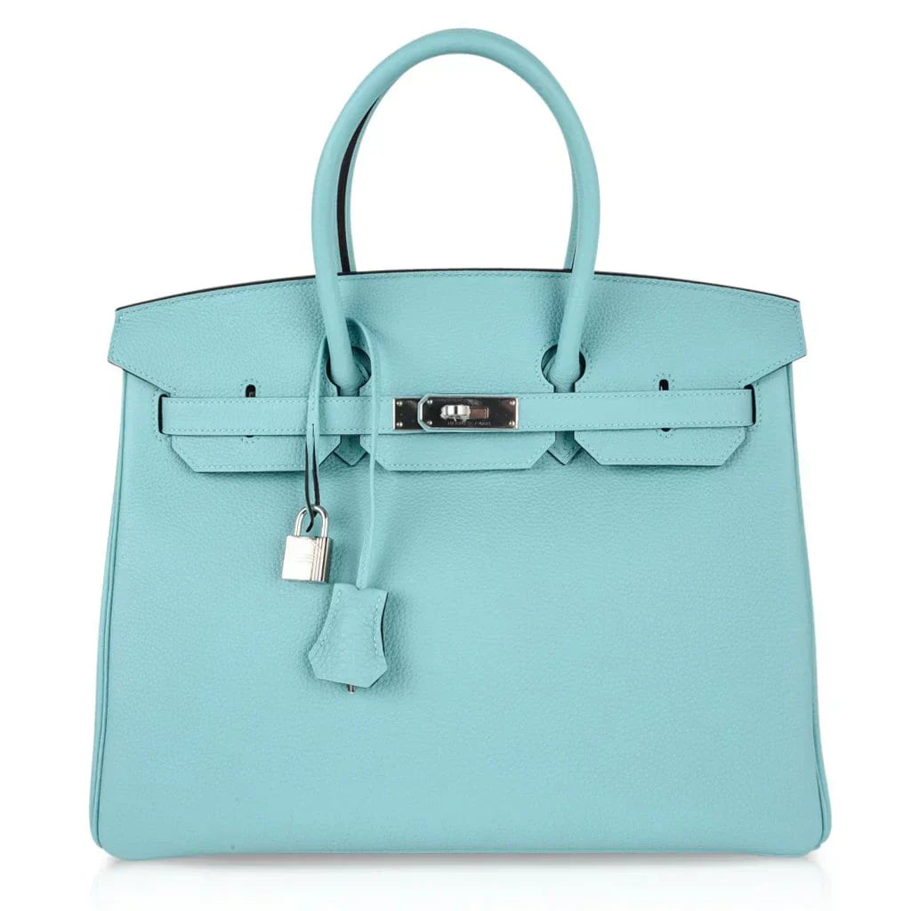 Birkin 35 Bag Fresh Blue Atoll Togo Palladium Hardware