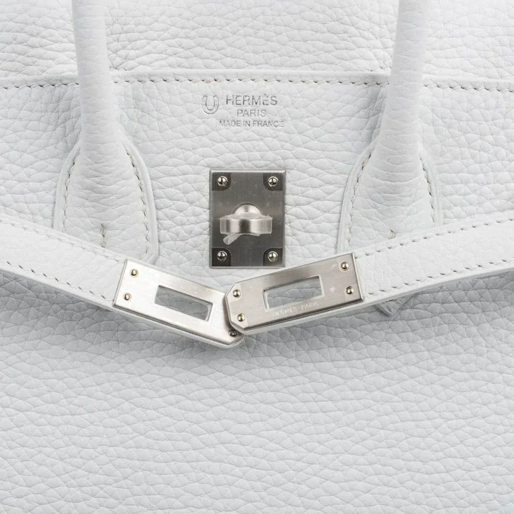 Birkin 25 Bag HSS White Clemence Trench Interior Brushed Palladium Hardware