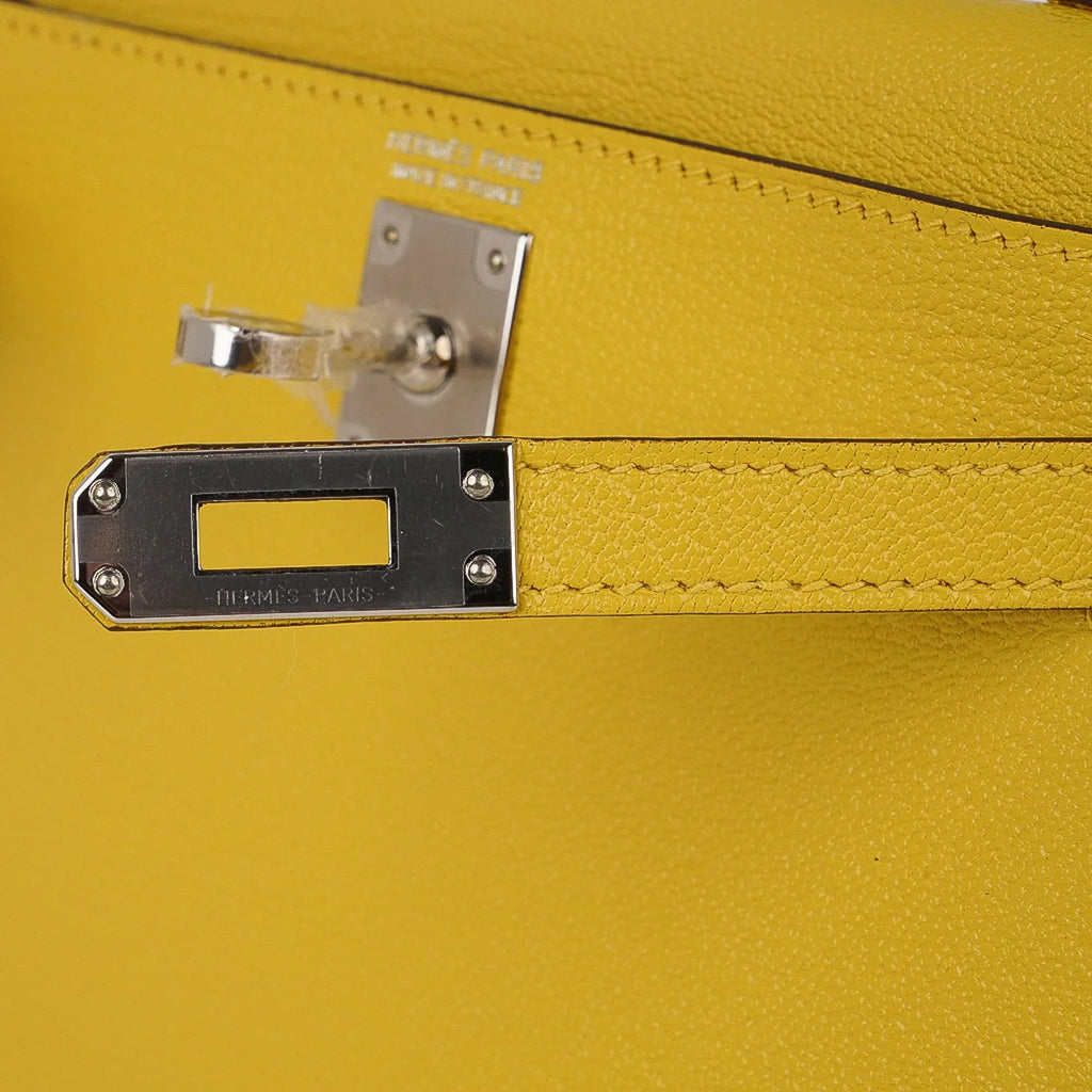 Verso Mini Kelly 20 Bag Sellier Jaune de Naples & Gold Chevre Leather with Palladium Hardware