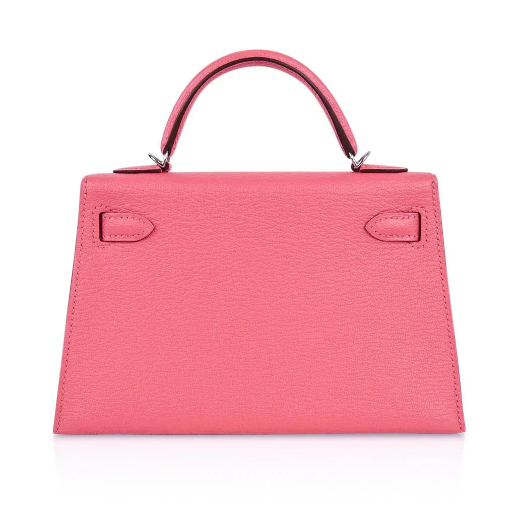 Kelly 20 Mini Sellier Bag Rose Lipstick Chevre Leather Palladium Hardware