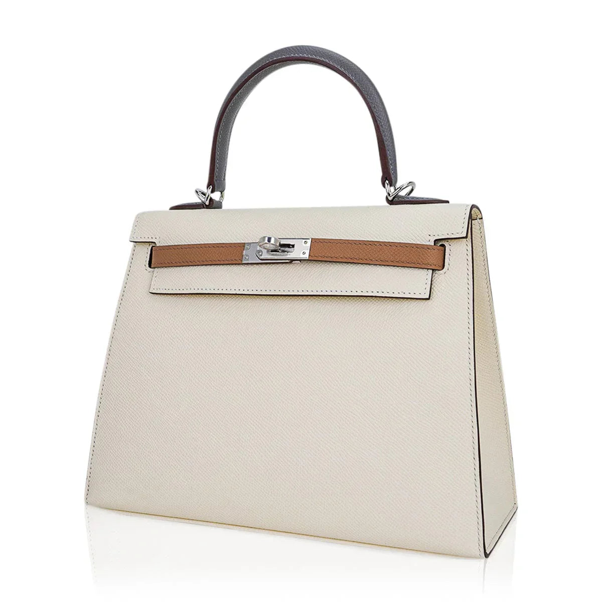 Kelly Sellier 25 Bag Nata Chai & Gris Meyer Epsom Leather with Palladium Hardware
