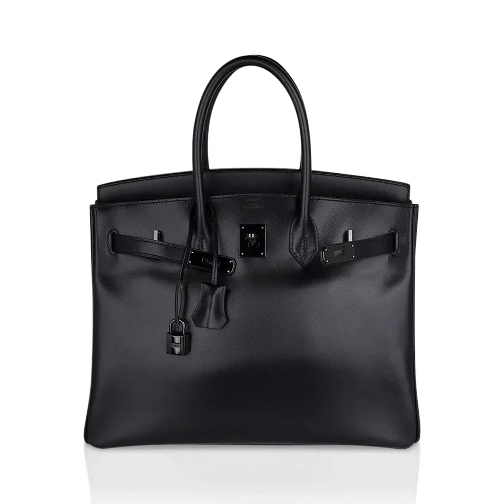 Birkin 35 Bag So Black Box Leather Limited Edition Very Rare