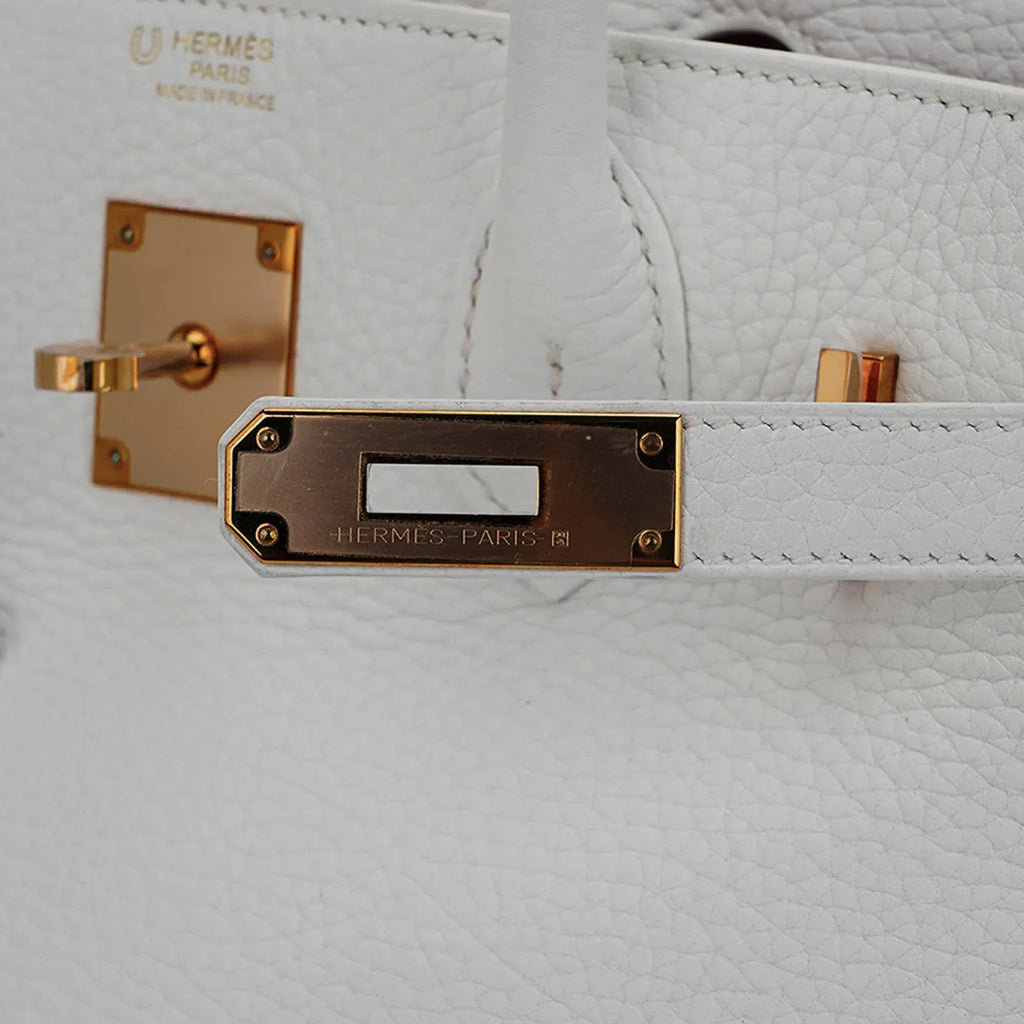 Special Order HSS Birkin 30 Bag White & Orange Clemence Leather with Rose Gold Hardware