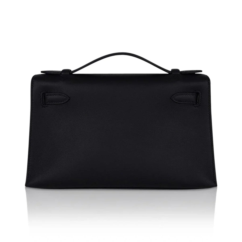 Kelly Pochette Bag Black Rose Gold Hardware Clutch