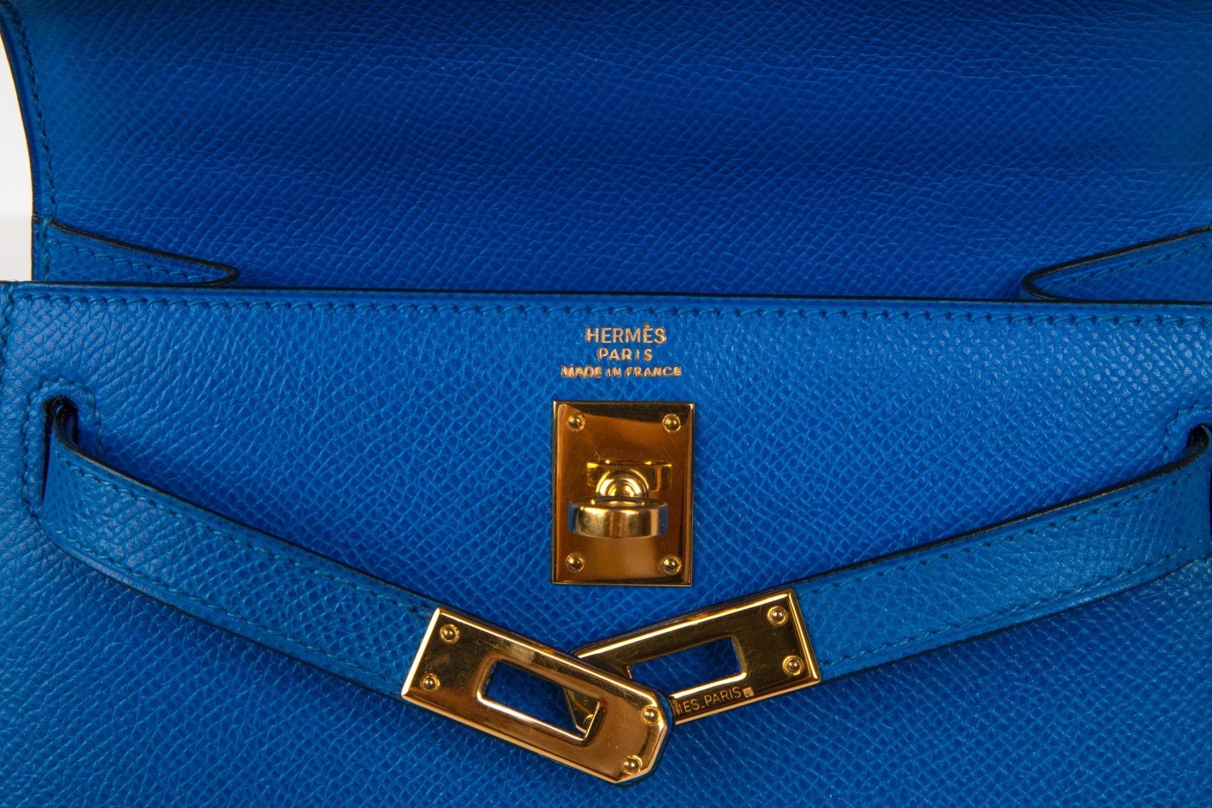 Vintage Kelly 20 Sellier Mini Blue de France Courchevel Gold Hardware