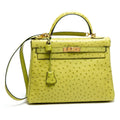 Kelly 32 ostrich handbag Green Ostrich gold Hardware