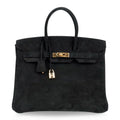 Birkin 35 Bag Black Doblis Suede Gold Hardware Limited Edition