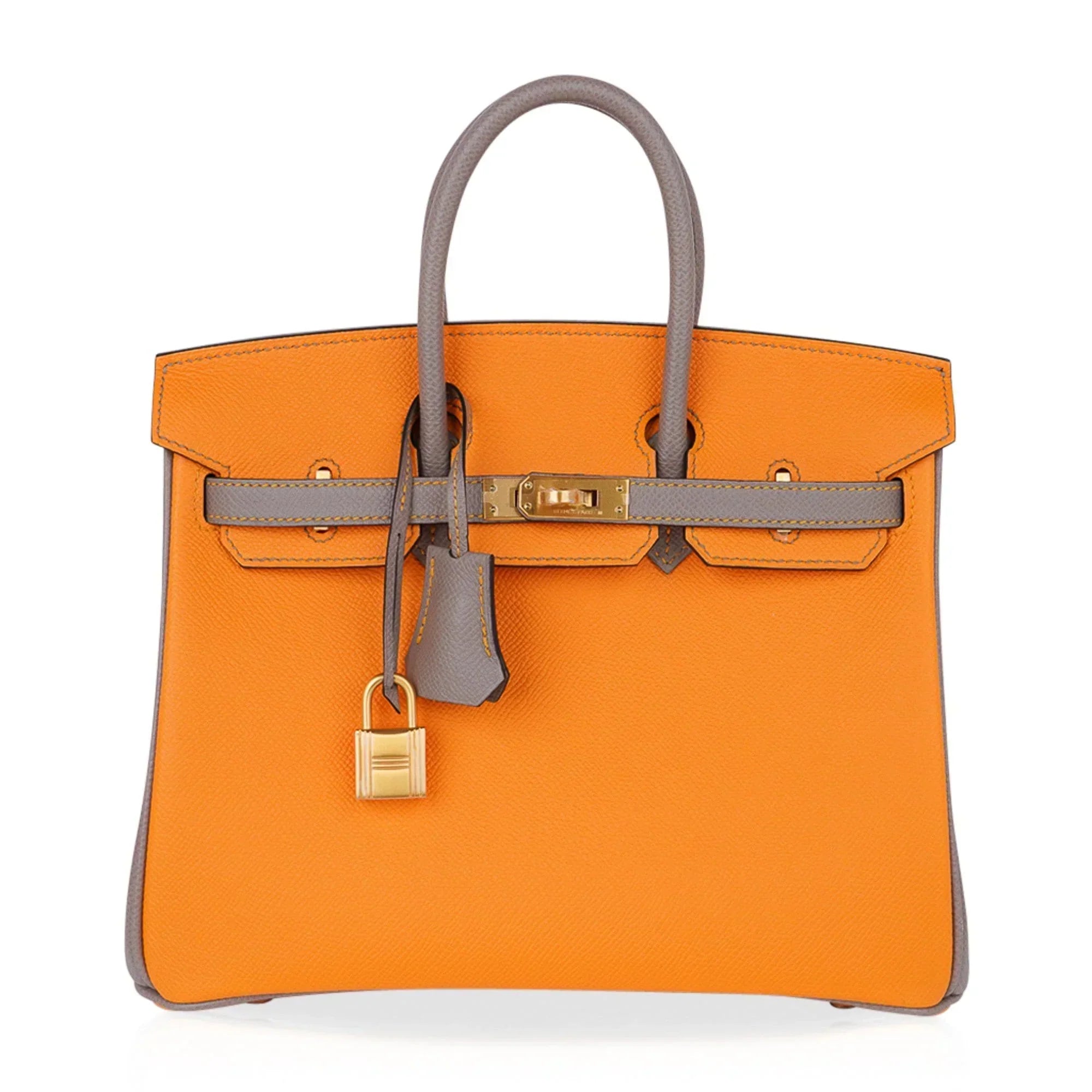 Birkin HSS 25 Bag Jaune Ambre / Gris Asphalte Gold Hardware