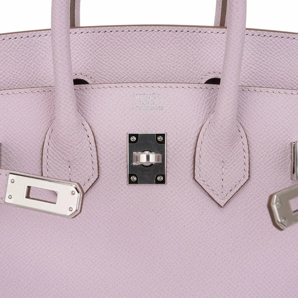 Birkin 25 Bag Sellier Mauve Pale Epsom Leather with Palladium Hardware