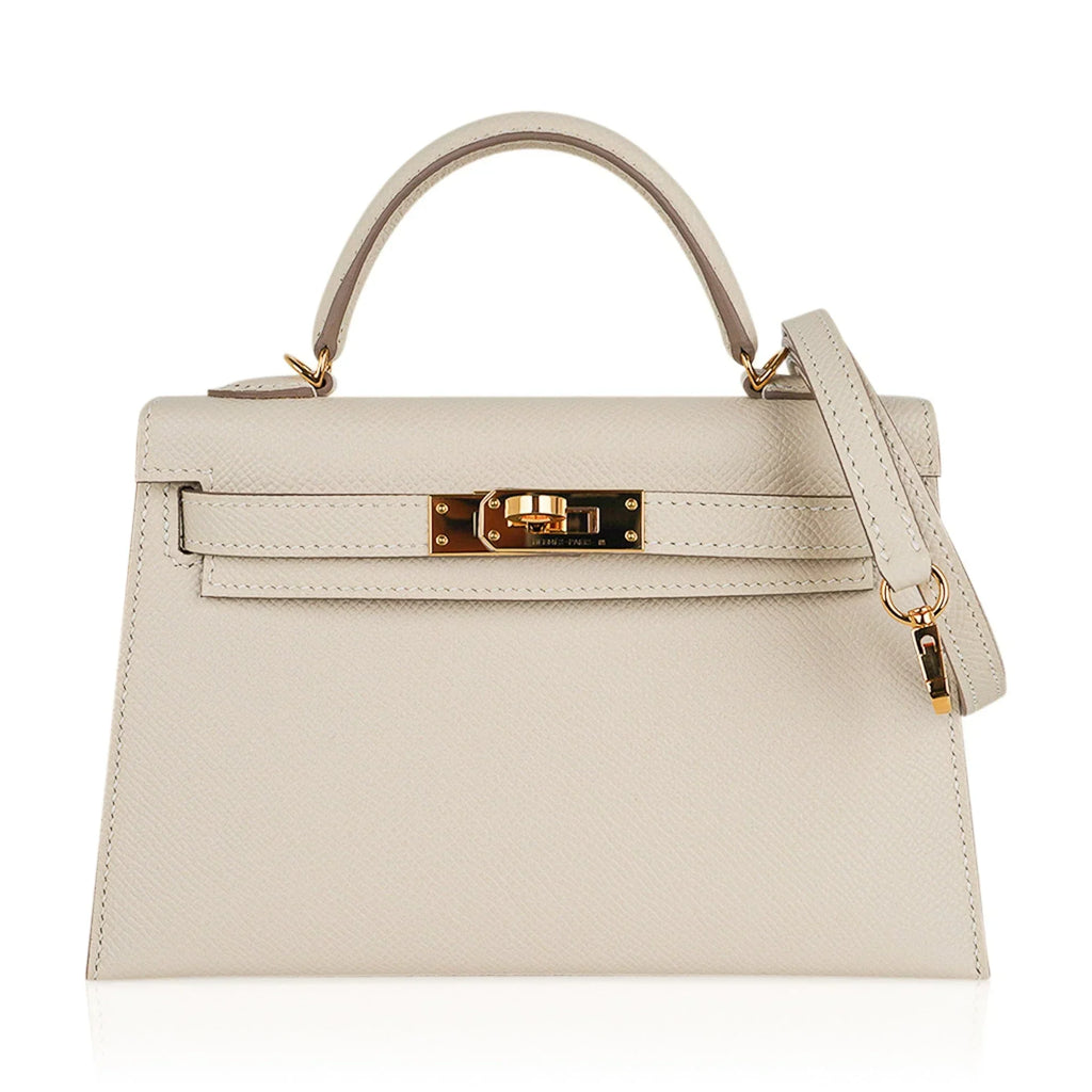 Kelly 20 Mini Sellier Bag Craie Epsom Leather Gold Hardware