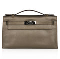 Kelly Pochette Metallic Bronze Clutch Bag Chevre Palladium