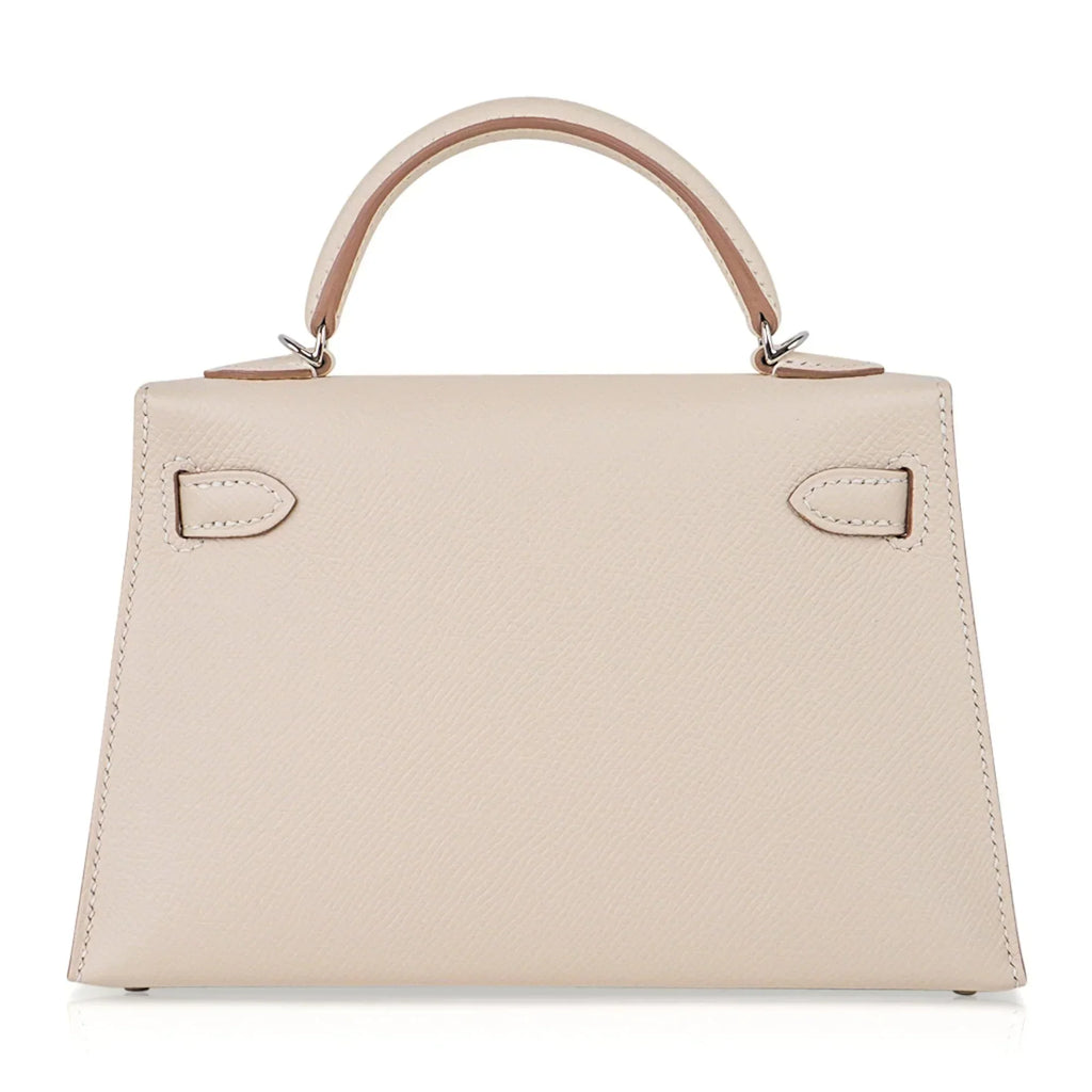 Kelly 20 Mini Sellier Bag Craie Epsom Leather Palladium Hardware New w/Box