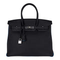 Special Order HSS Birkin 35 Bag Black Turquoise Togo Leather with Brushed Palladium Hardware