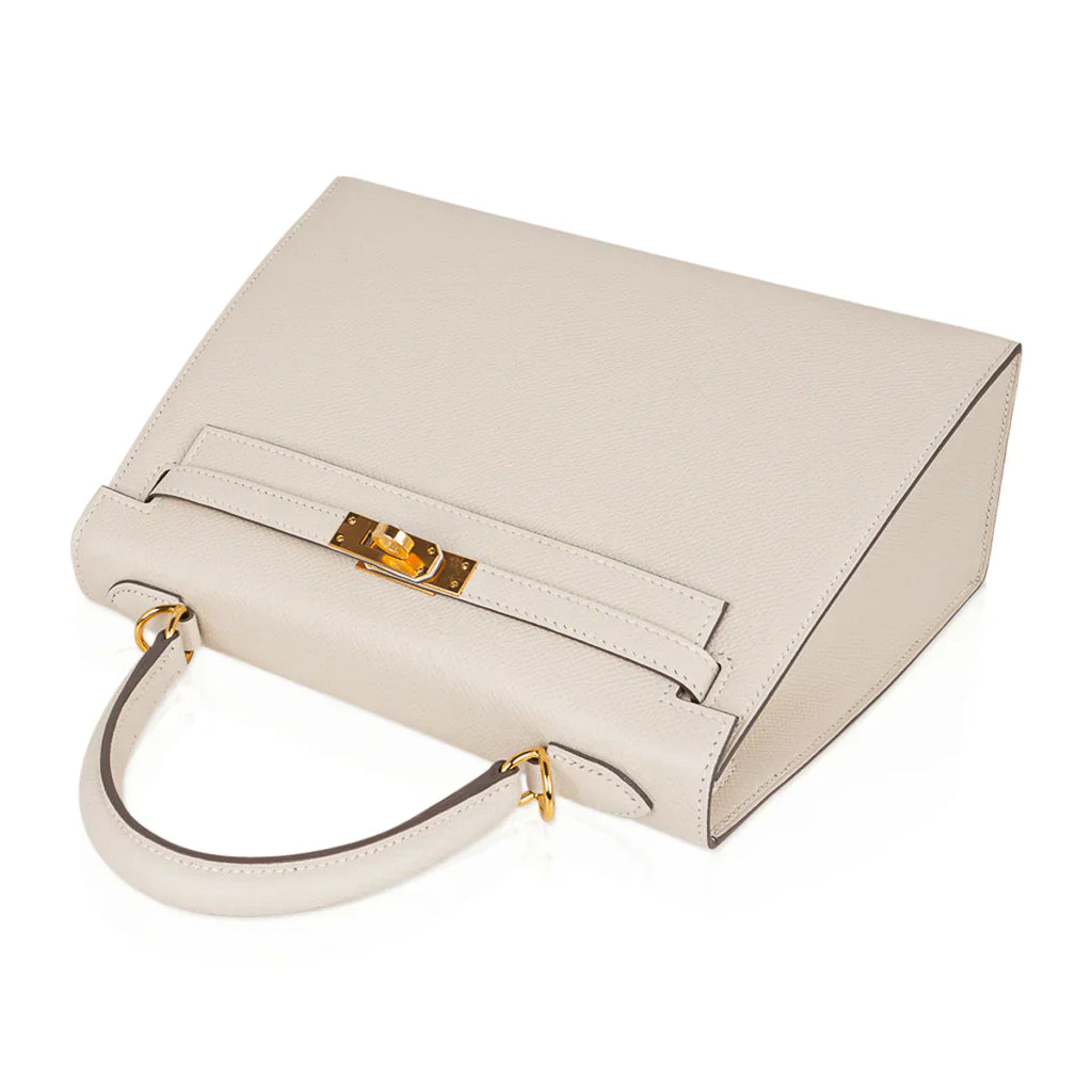 Kelly 25 Sellier Bag Craie Epsom Leather with Gold Hardware