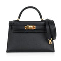Mini Kelly 20 Sellier Bag Black Epsom Leather with Gold Hardware
