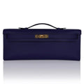 Kelly Cut Bag Blue Encre Swift with Gold Hardware