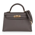 Kelly 20 Mini Sellier Bag Etain Epsom Leather Gold Hardware New w/Box
