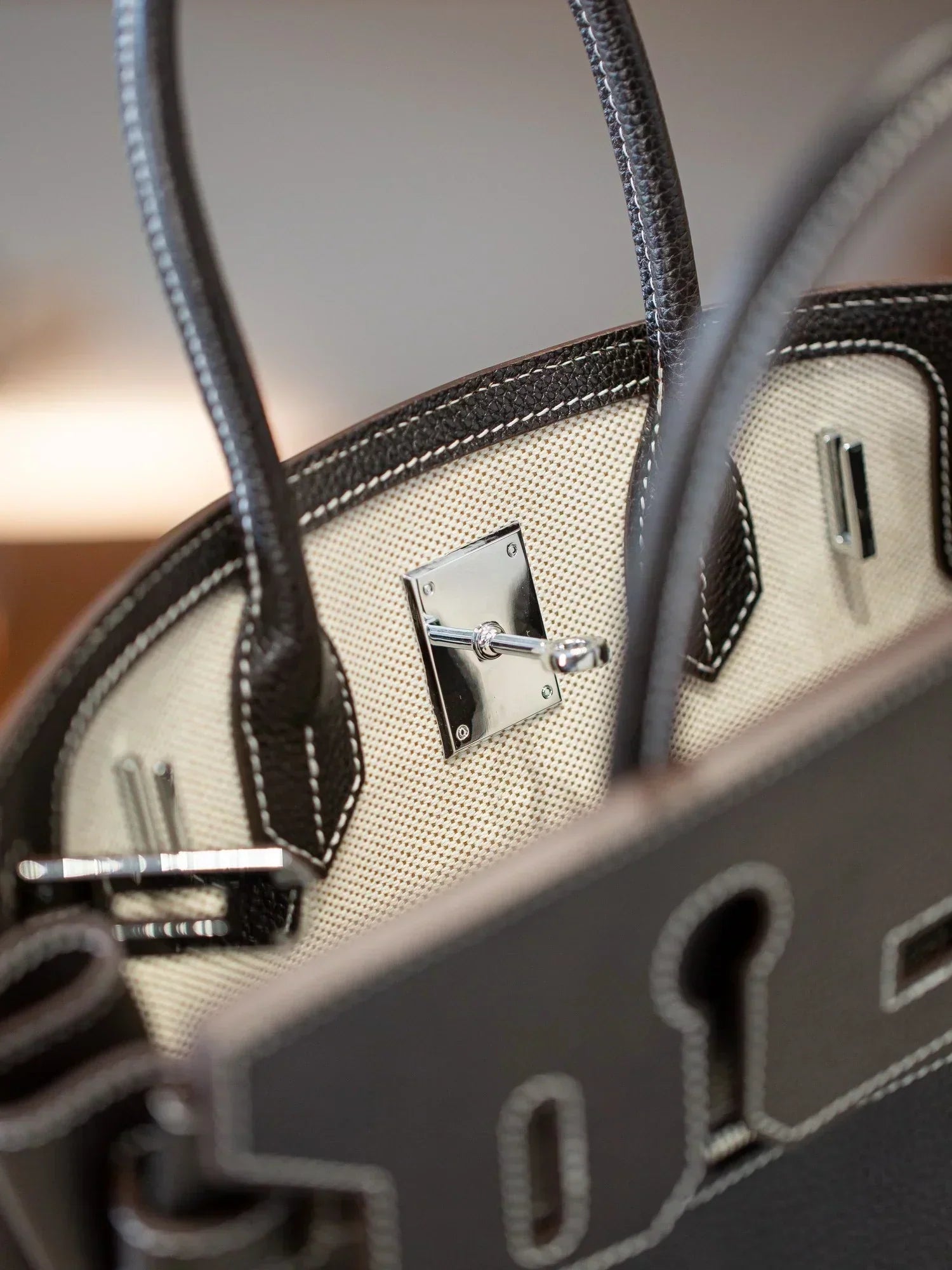 Birkin 35 A L'Envers Black-Ecru Toile H Canvas and Black Volupto Palladium Hardware