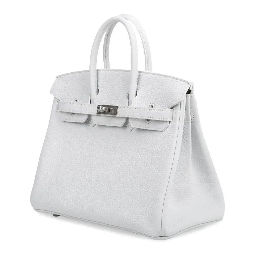 Birkin 25 Bag HSS White Clemence Trench Interior Brushed Palladium Hardware